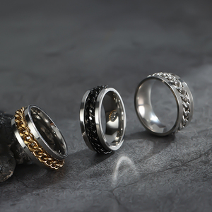 Anello a catena girevole in acciaio inox per gli uomini rotanti ansia Fidget Anti Stress anelli da dito accessori per gioielli - Product Image 4