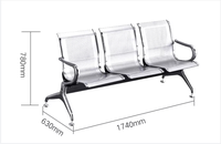Chaise d'attente d'aéroport à cadre métallique pour espace Public, chaise d'attente publique confortable en acier inoxydable à faisceau de 1.5mm