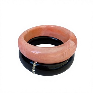 Bracelets Joncs Faits Main en Résine à Haute Précision, Motif Rond Orange, Noir, Violet, Peints à la Main, Accessoires de Bijoux, Cadeaux de Fête - Product Image 5