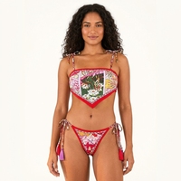 Ensemble bikini bandana imprimé vintage pour femme, maillot de bain bandeau bohème pour festival, haut foulard, bikinis de plage, culottes, étiquettes personnalisées 2027