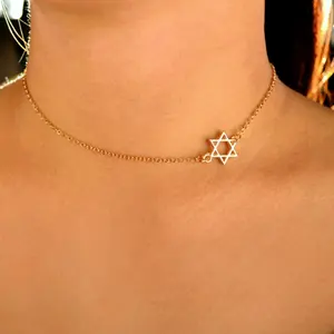 Yeni stok varış Jewish ty yahudi yıldız kolye gerdanlık altın kaplama kararmaz ücretsiz paslanmaz çelik yıldız David kolye kadınlar için