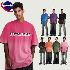 QZFSO ácido lavado pesado en blanco liso camiseta desgastada de gran tamaño hombres Streetwear gráfico camiseta personalizada camisetas y pantalones cortos conjuntos - Product Image 1