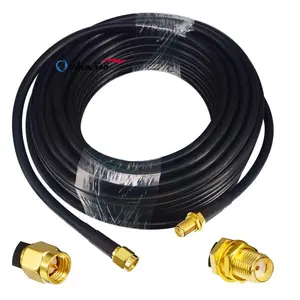 Conjunto de conector macho e fêmea, conjunto de conector coaxial rf coax, antena wifi, montagem de extensão, cabo sma, 15m