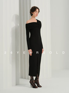 Abito Elegante Vintage Originale da Designer, 26 Anni, Solido, Autunnale, Modellante, a Vita Alta, Antistatico, con <span class=keywords><strong>Spalle</strong></span> <span class=keywords><strong>Scoperte</strong></span> e <span class=keywords><strong>Maniche</strong></span> <span class=keywords><strong>Lunghe</strong></span> 33148 - Product Image 4