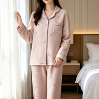 Ensemble de pyjama imprimé pour femmes, manches longues, pantalon long, vêtements de maison, coupe régulière, personnalisable