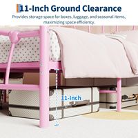 Lit de princesse rose pour enfants, structure robuste, mobilier de chambre à coucher, style moderne, avec tête et pied de lit T04