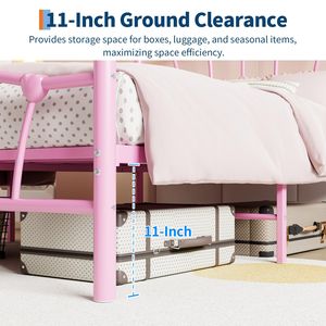 Cama infantil rosa estilo princesa, diseño resistente, muebles de dormitorio, estilo moderno, con cabecero y piecera T04 - Product Image 6