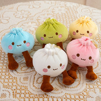 Porte-clés en peluche mignon en forme de chignon de dessin animé avec tissu doux, disponible en plusieurs couleurs, idéal pour la décoration de sacs et les cadeaux