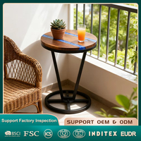 Maison naturelle petite table basse ronde en bois de noyer noir et résine époxy table d'appoint pour salon chambre chevet