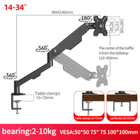 Support d'écran ergonomique en gros pour usine, bras de fixation simple pour écrans de 14 à 34 pouces, rotatif, inclinable, orientable, réglable en hauteur