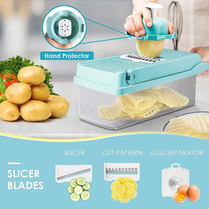 <b>Vegetable</b> Chopper Onion <b>Cutter</b> 14 in 1 Professional Mandoline Slicer for Kitchen <b>Multifunctional</b> Food Chopper for Potato Tomato - Product Image 4