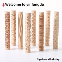 Nouveau Rouleau à Pâtisserie en Bois de Hêtre Façonné à la Main pour Pâte à Modeler, Outil d'Art Potier, Bâtonnet de Gaufrage à Motifs, Chine