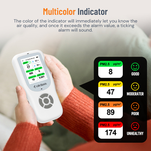 Testeur de qualité de l'air et de la pollution avec capteur de température et d'humidité, mesure de la poussière micronique PM2.5/PM10/PM1.0, des <span class=keywords><strong>gaz</strong></span> TVOC et du formaldéhyde - Product Image 4