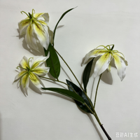 3 Tangkai Bunga Lily Gloriosa Sutra 3D Buatan, Grosir Bunga Palsu untuk Dekorasi Pernikahan, Lorong Pengantin, Latar Panggung, Resepsi