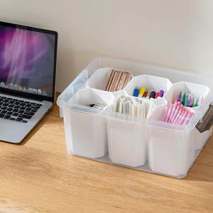 Plastic Rectangle Storage <b>Bins</b> with 6 Detachable Inserts Eco-Friendly Clear <b>Lids</b> Multipurpose Stackable Organizing - Product Image 5