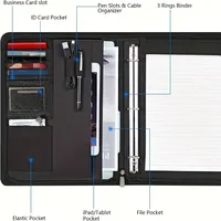 Carpeta Organizadora de Negocios Personalizada de Cuero PU Tamaño A4 con Cierre, Porta Tarjetas, Porta Teléfono, Porta Tableta y Porta Bolígrafos