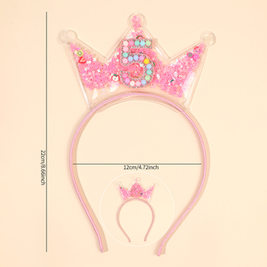 Serre-tête Couronne d'Anniversaire Rose Mignonne pour Filles, Diadème Scintillant avec Chiffre et Paillettes, Accessoire Cheveux Cadeau Fête d'Anniversaire - Product Image 4