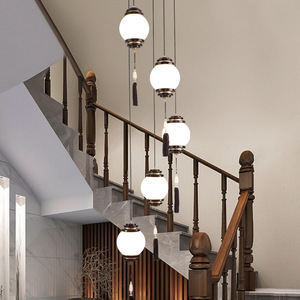 Chinese Style Pendant <b>Light</b> Multi Head Led <b>Chandelier</b> For Staircase Home Decor Zen Inspired Teahouse Lighting - Product Image 2