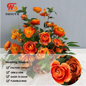 Real Touch Silk Orange Rose Floral Mesa Flor Centros de mesa Bola de flores pequeñas artificiales para decoración de fiestas y eventos - Product Image 2