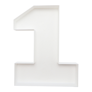 White Cardboard Number 1 Tray Fillable <b>Party</b> Decoration <b>Box</b> Birthday Anniversary Candy Cupcake Snack Holder - Product Image 1
