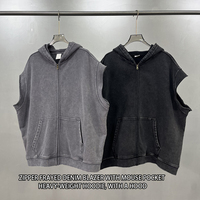 Gilet à capuche pour homme, coupe ample et oversize, style vintage streetwear, délavé à l'acide, zippé, personnalisé, idéal pour le sport et la mode