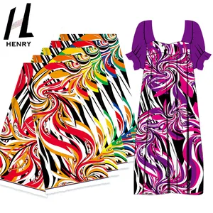 New colorful line pattern design for lady dress 100% polyester fabric hot selling soft