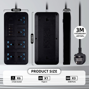 Multipresa <span class=keywords><strong>USB</strong></span> a 6 Prese con Funzione Type C, Certificata CE ROHS, Vendita Diretta dal Produttore - Product Image 4