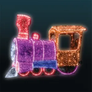 户外大型3D发光二极管绳灯雕塑圣诞火车照明圣诞装饰图案