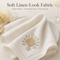 Serviettes en lin personnalisées en gros, serviettes de table brodées de style français avec bordure festonnée pour mariage, hôtel, restaurant