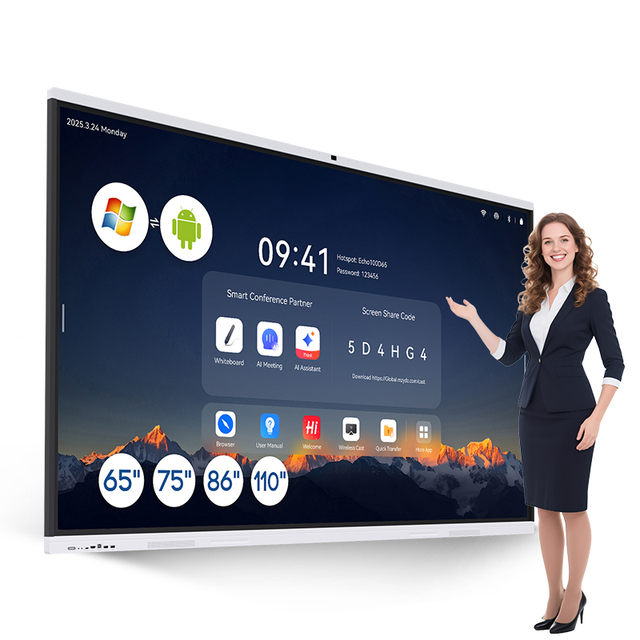 75 Inch Interactive Whiteboard LCD 4K Ai Assistant All in One Smart Digital Board for Teaching