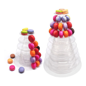 Rak <span class=keywords><strong>Display</strong></span> Macaron transparan plastik bulat 6 tingkat pemegang Cupcake Platter Macaron Tower Stand untuk dekorasi pesta pernikahan - Product Image 6