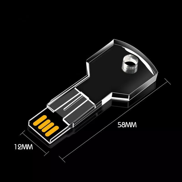 Acrylic Key LED Flash Light USB 2.0 Flash Drive Crystal Pendrive 16GB 32GB 4GB