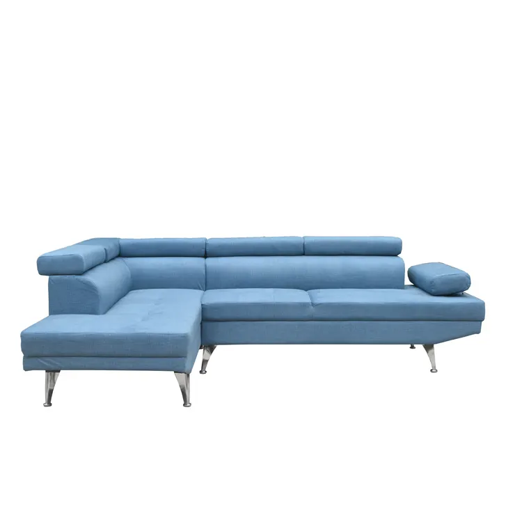 Sıcak kanepe oturma odası kanepeleri ayarlanabilir yükseklik kumaş koltuk takımı mavi keten yapılmış