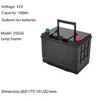 Batterie au sodium-ion 3YBS 12V 100Ah 55D26, taille standard, démarreur de secours, excellente performance en température extrême (-40°C à 60°C)