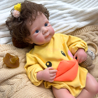 Cadeau de Noël, poupée nouveau-né en silicone de qualité supérieure, 20 pouces, cheveux bouclés transplantés à la main, yeux brillants, poupée reborn