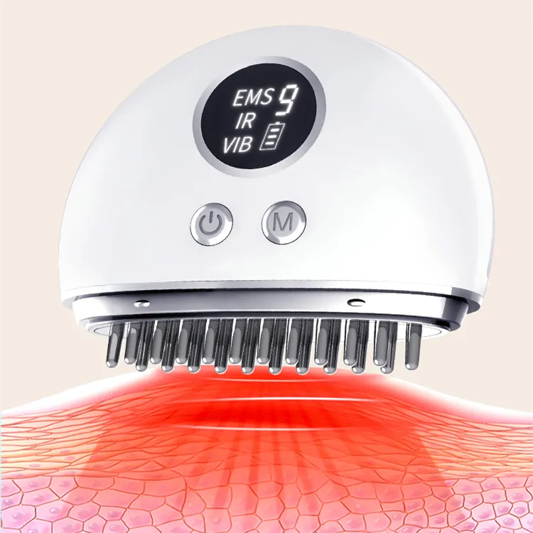Factory price electric laser hair growth comb red light EMS vibration scalp massager brush rf microcurrent meridian massage