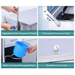 Chariot médical d'urgence polyvalent avec support <span class=keywords><strong>pour</strong></span> perfusion et poubelle à déchets <span class=keywords><strong>pour</strong></span> les soins infirmiers - Product Image 3