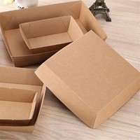 Barquette alimentaire jetable en papier kraft, boîte d'emballage rectangulaire ouverte en carton