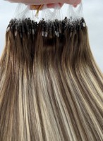 Extensions de cheveux humains vierges Remy de qualité longue durée, micro-liens, teinte blonde, pour la délimitation du visage, pour salons de beauté