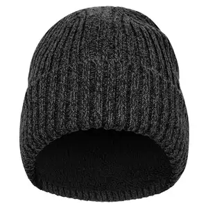 Winter Men Women Blank Knit Ribbed Cap Warm Skull Caps Hat Beanie With Custom Logo Embossed Embroidery For Cold Weather