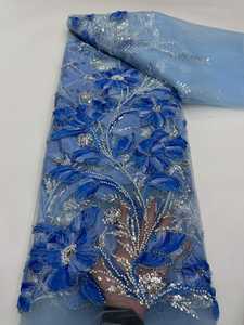 NI.AI yeni stil çiçek tasarım dantel inci dantel Net kumaş pullu boncuklu dantel renkli nakış kumaş inci dantel - Product Image 2