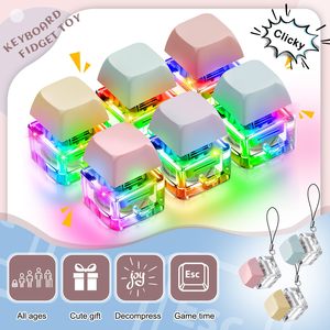 Juguetes personalizados teclado Fidget llavero alivio del estrés botón Fidget llavero con luz Led Keycap - Product Image 3