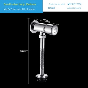 Válvula <span class=keywords><strong>de</strong></span> descarga manual <span class=keywords><strong>de</strong></span> latón cromado con botón pulsador y cierre automático temporizado para urinarios comerciales y baños públicos - Product Image 5