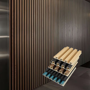 Moderno WPC WPC in PVC scanalato pannello di <span class=keywords><strong>legno</strong></span> striscia di <span class=keywords><strong>legno</strong></span> griglia boiserie per soggiorno camera da letto Hotel <span class=keywords><strong>pareti</strong></span> interne - Product Image 4