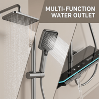 Cabezal de Ducha Profesional de Aleación de Aluminio Cepillado con LED, Monomando, Cerámico, Efecto Cascada Suave, para Hotel, Villa, Baño, Fábrica