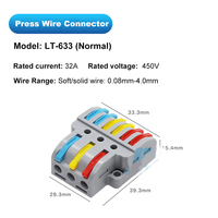 LT-633/933 Borne de câblage 3 en 6/9 connecteur de fil rapide 4mm 6mm bornier rapide boîte de Distribution séparateur de fil d'armoire