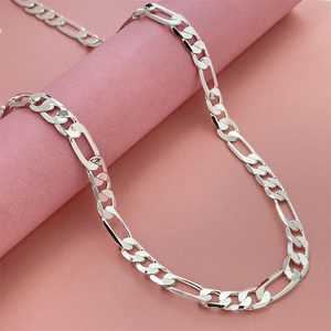 幅4MM/6MM/8MMの真鍮製フィガロチェーンネックレス、女性男性向けギフトジュエリー - Product Image 1