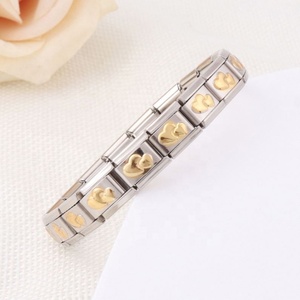 Bracelet à breloques italien, bijoux en diamant et perles, unisexe, classique, tendance, en acier inoxydable, bracelet élastique, forme géométrique, amour - Product Image 6