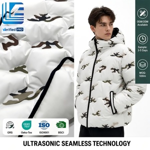 Waterproof Seamless Ultrasonic Quilted Fabric for Down Jackets Lightweight Polyester Winter <strong>Coat</strong> Material - Product Image 1