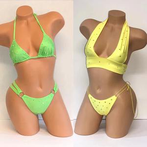 Huili Luxe Micro <span class=keywords><strong>Bikini</strong></span> Set Voor Vrouwen Oem Hoge Kwaliteit Designer Badkleding Custom Kralen Twee Stukken Steentjes Luipaard Print - Product Image 3